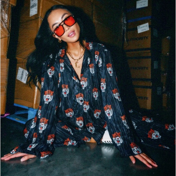 Dressed in LALA Tops Lala Original Long Sleeve Pliss Set In Tigress In Size Small Poshmark